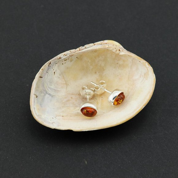 Sterling silver earrings with natural Baltic amber, amber stud earrings, studs - Picture 12 of 15